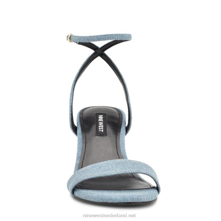 Anny sandalen met enkelbandje en hak Nine West 62LB1728 blauwe spijkerstof