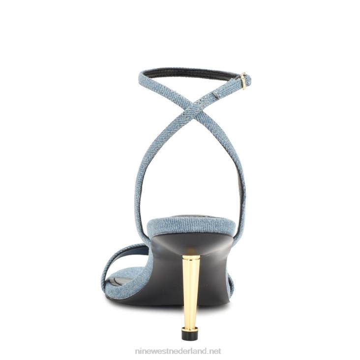 Anny sandalen met enkelbandje en hak Nine West 62LB1728 blauwe spijkerstof