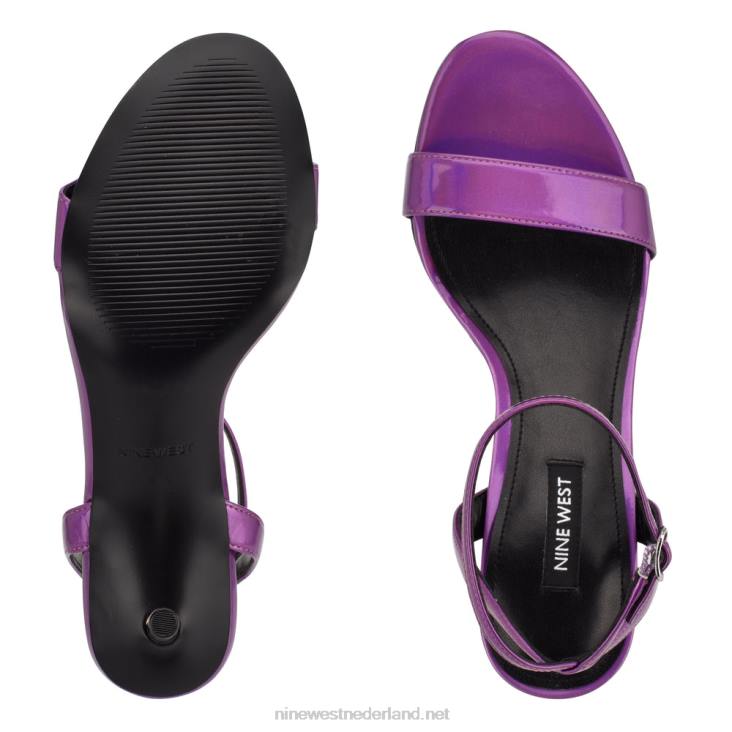 Anny sandalen met enkelbandje en hak Nine West 62LB1865 paarse spiegel metallic