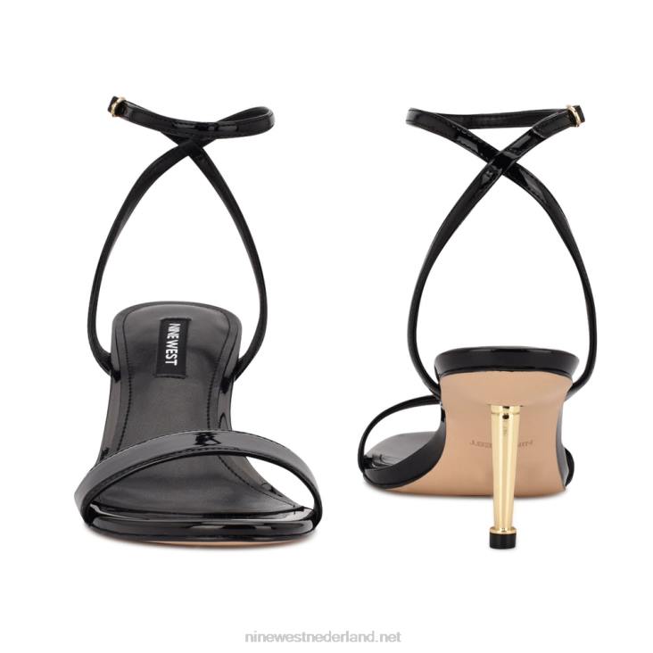 Anny sandalen met enkelbandje en hak Nine West 62LB1866 zwart patent