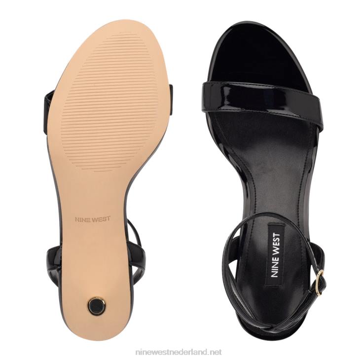 Anny sandalen met enkelbandje en hak Nine West 62LB1866 zwart patent