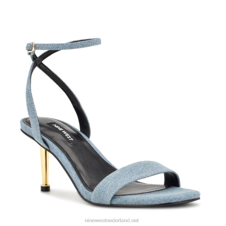 Anny sandalen met enkelbandje en hak Nine West 62LB206 blauwe spijkerstof