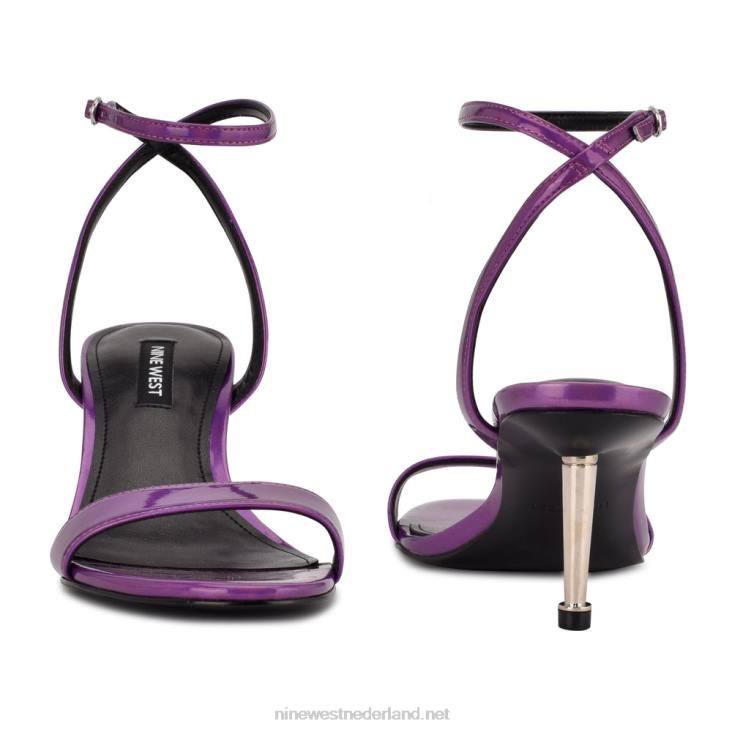 Anny sandalen met enkelbandje en hak Nine West 62LB457 paarse spiegel metallic