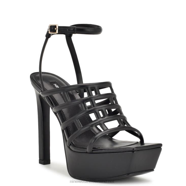 Kelinda sandalen met enkelbandje en plateauzool Nine West 62LB1747 zwart