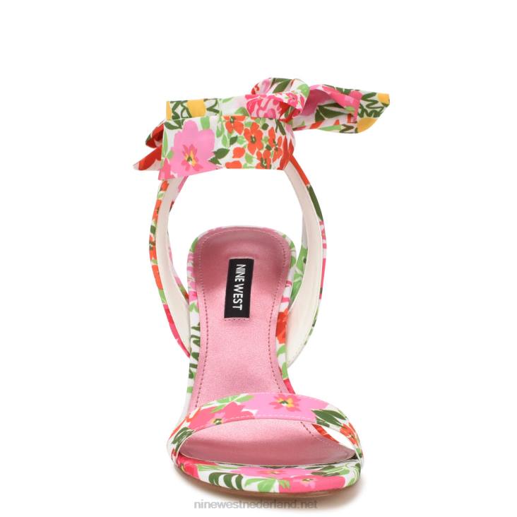 Kelsie enkel wrap sandalen met hak Nine West 62LB183 roze multituin bloemen