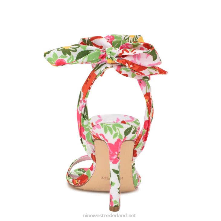 Kelsie enkel wrap sandalen met hak Nine West 62LB183 roze multituin bloemen