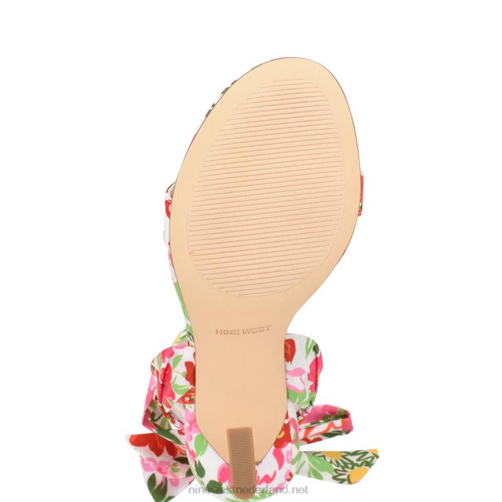 Kelsie enkel wrap sandalen met hak Nine West 62LB183 roze multituin bloemen