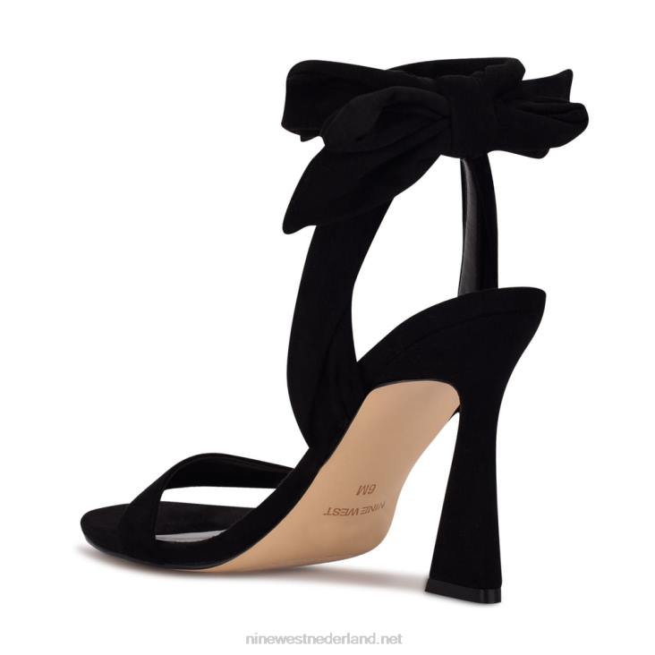 Kelsie enkel wrap sandalen met hak Nine West 62LB2038 zwart suède