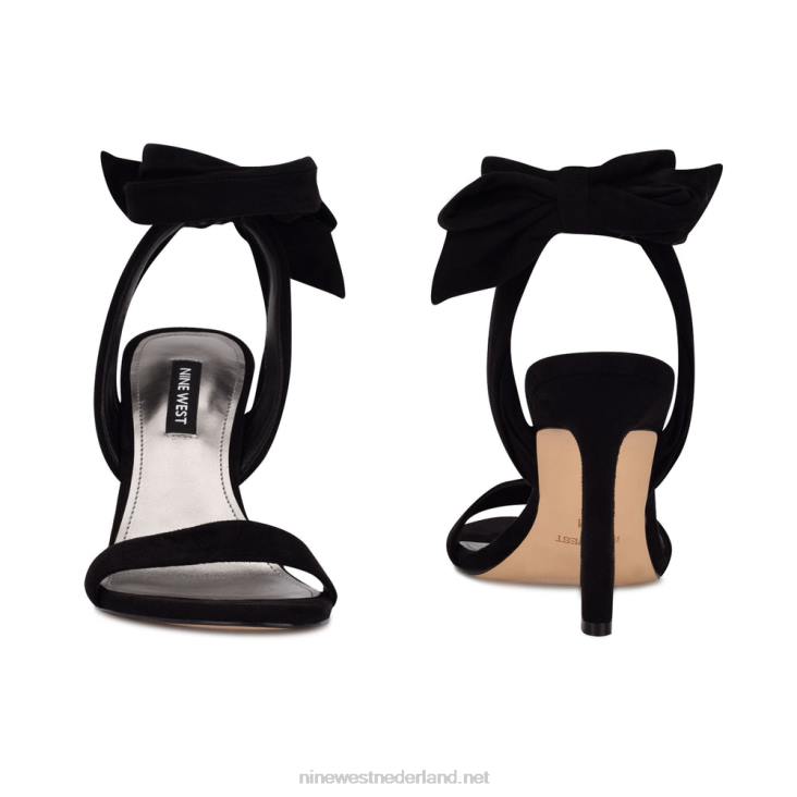 Kelsie enkel wrap sandalen met hak Nine West 62LB2038 zwart suède