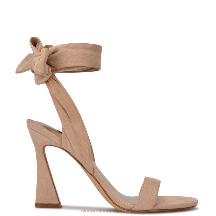 Kelsie enkel wrap sandalen met hak Nine West 62LB2039 beige suède