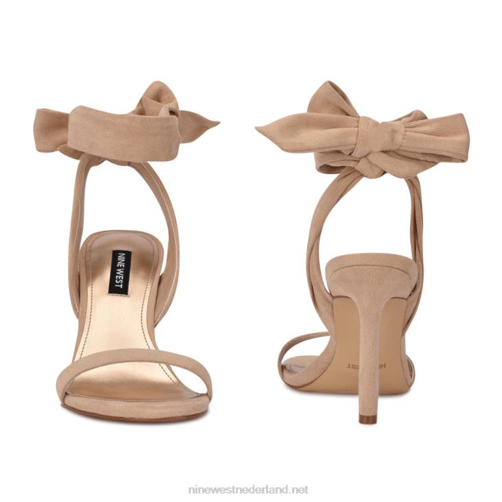 Kelsie enkel wrap sandalen met hak Nine West 62LB2039 beige suède