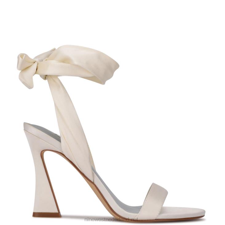 Kelsie enkel wrap sandalen met hak Nine West 62LB232 wit satijn