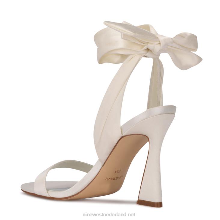 Kelsie enkel wrap sandalen met hak Nine West 62LB232 wit satijn