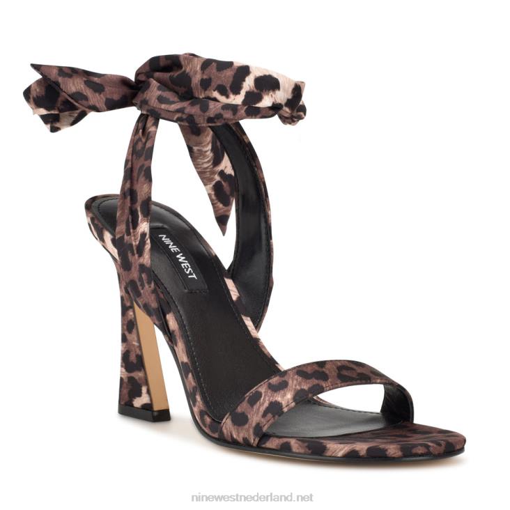 Kelsie enkel wrap sandalen met hak Nine West 62LB233 luipaard satijn