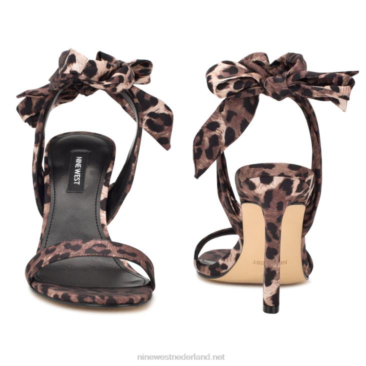 Kelsie enkel wrap sandalen met hak Nine West 62LB233 luipaard satijn