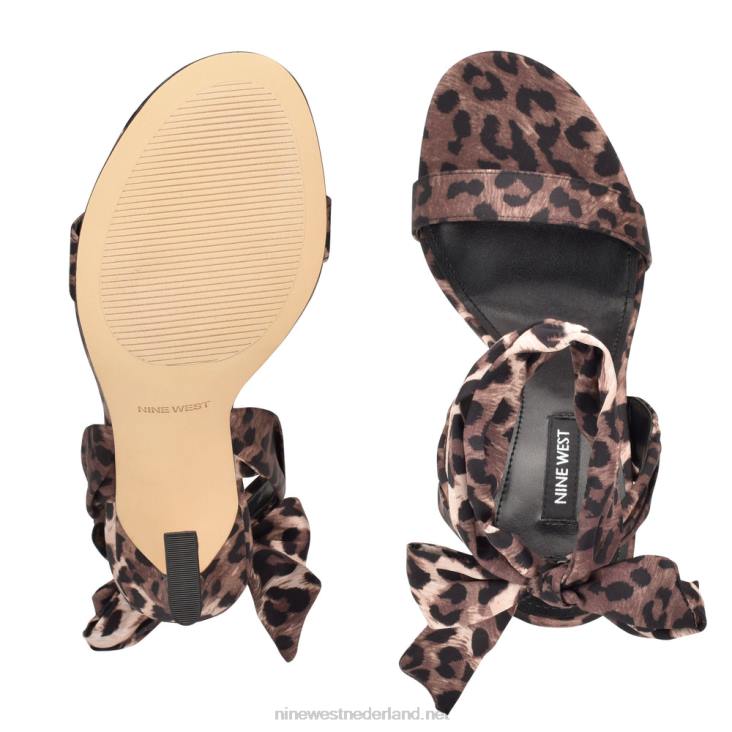Kelsie enkel wrap sandalen met hak Nine West 62LB233 luipaard satijn