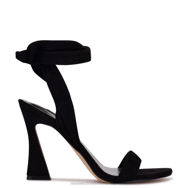 Kelsie enkel wrap sandalen met hak Nine West 62LB623 zwart suède