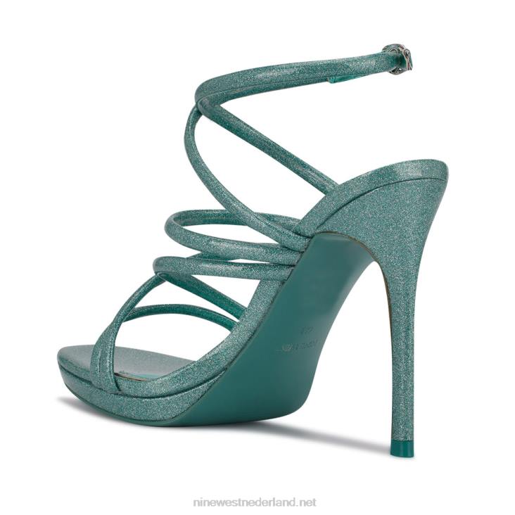 Lexy sandalen met enkelbandje en hak Nine West 62LB1940 blauwe glitters