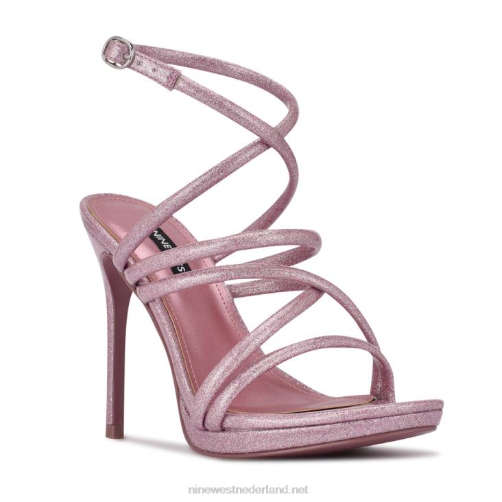Lexy sandalen met enkelbandje en hak Nine West 62LB1941 roze glitters