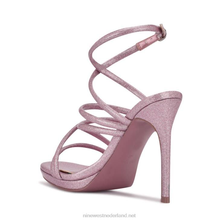 Lexy sandalen met enkelbandje en hak Nine West 62LB1941 roze glitters