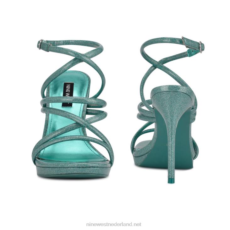 Lexy sandalen met enkelbandje en hak Nine West 62LB542 blauwe glitters