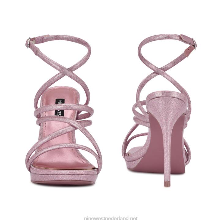 Lexy sandalen met enkelbandje en hak Nine West 62LB543 roze glitters