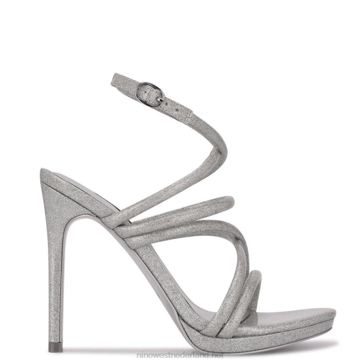 Lexy sandalen met enkelbandje en hak Nine West 62LB544 zilver iriserend