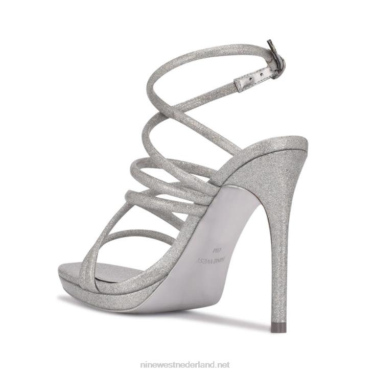 Lexy sandalen met enkelbandje en hak Nine West 62LB544 zilver iriserend