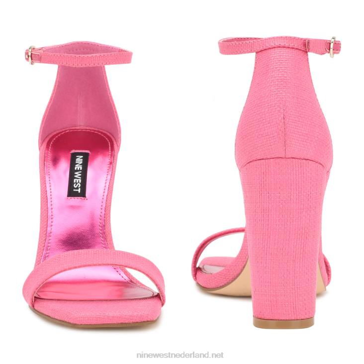 Marrie geweven sandalen met enkelbandje Nine West 62LB339 roze raffia