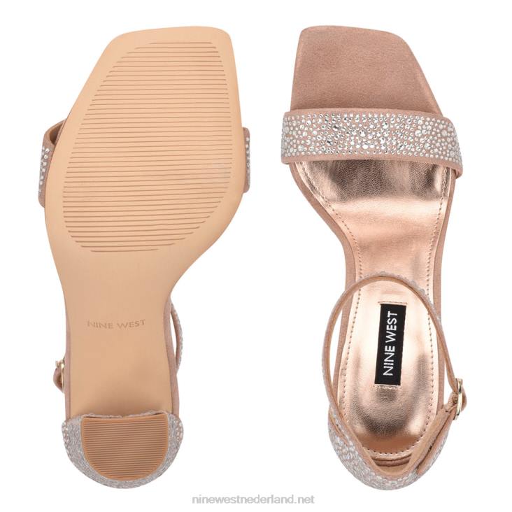 Marrie sandalen met enkelbandje Nine West 62LB431 nauwelijks nude glanzend suède