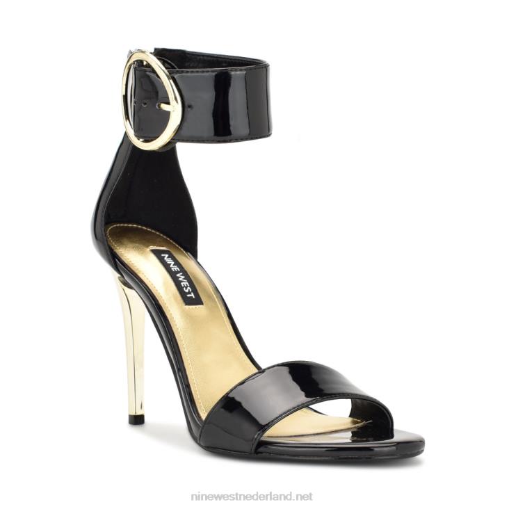 Mova sandalen met enkelbandje en hak Nine West 62LB1845 zwart patent