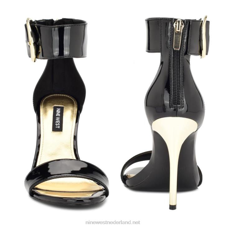 Mova sandalen met enkelbandje en hak Nine West 62LB1845 zwart patent