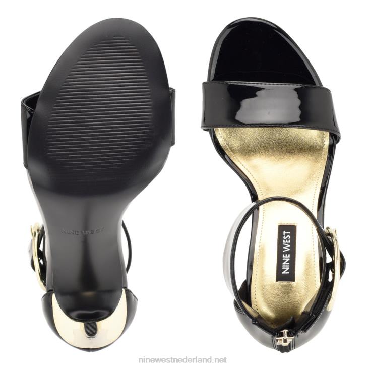 Mova sandalen met enkelbandje en hak Nine West 62LB1845 zwart patent