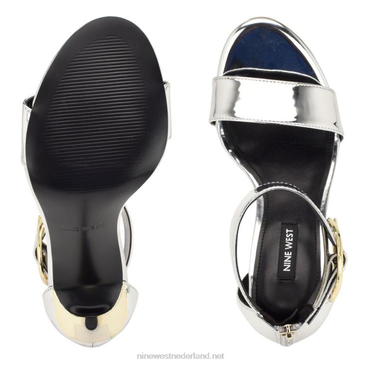Mova sandalen met enkelbandje en hak Nine West 62LB439 zilver spiegel metallic