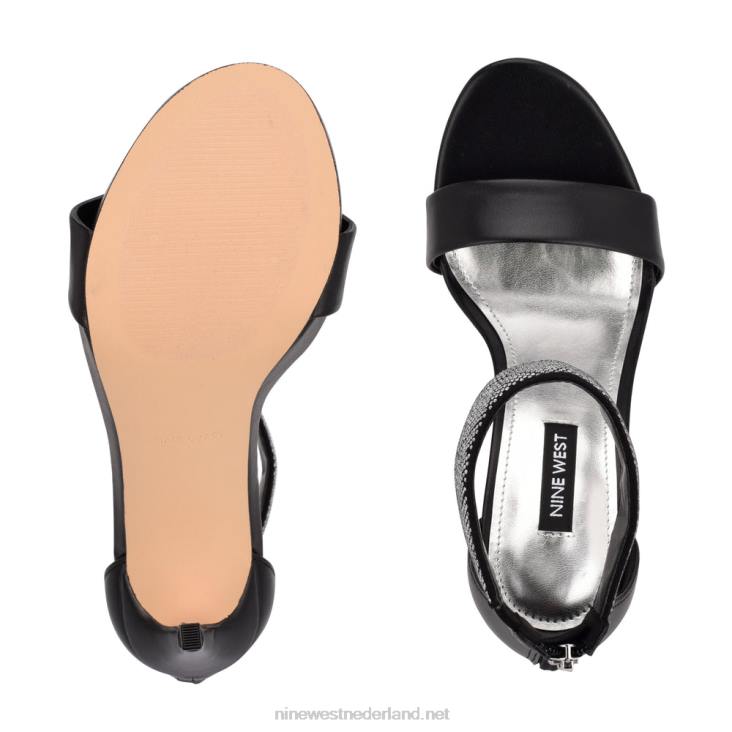 Utell sandalen met enkelbandje en hak Nine West 62LB480 zwart kristal