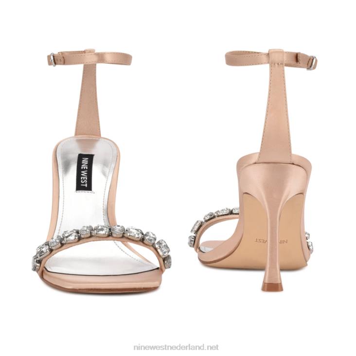 Yazmin geklede sandalen met enkelbandje Nine West 62LB1799 natuurlijk satijn kristal