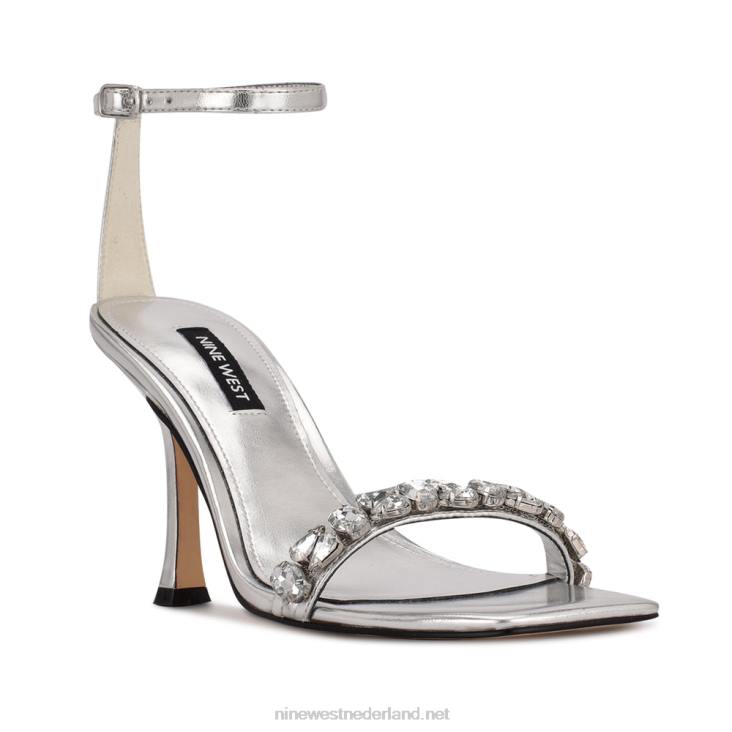 Yazmin geklede sandalen met enkelbandje Nine West 62LB375 zilver metallic