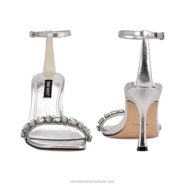 Yazmin geklede sandalen met enkelbandje Nine West 62LB375 zilver metallic