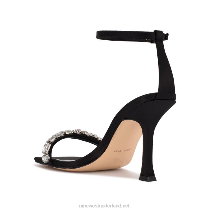 Yazmin geklede sandalen met enkelbandje Nine West 62LB377 zwart satijn kristal