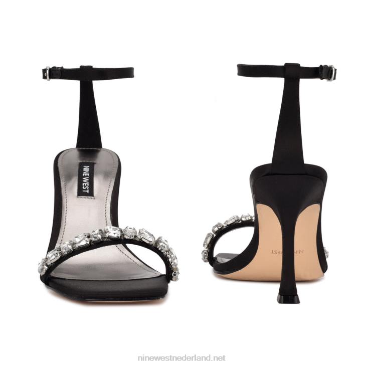 Yazmin geklede sandalen met enkelbandje Nine West 62LB377 zwart satijn kristal