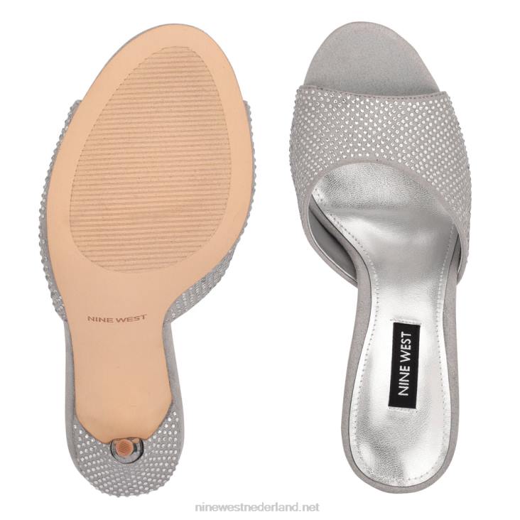 diva\'s sandalen met hak Nine West 62LB405 grijs glanzend suède