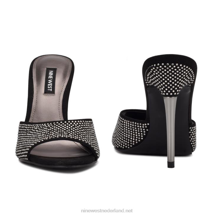diva\'s sandalen met hak Nine West 62LB477 zwart glinsterend suède