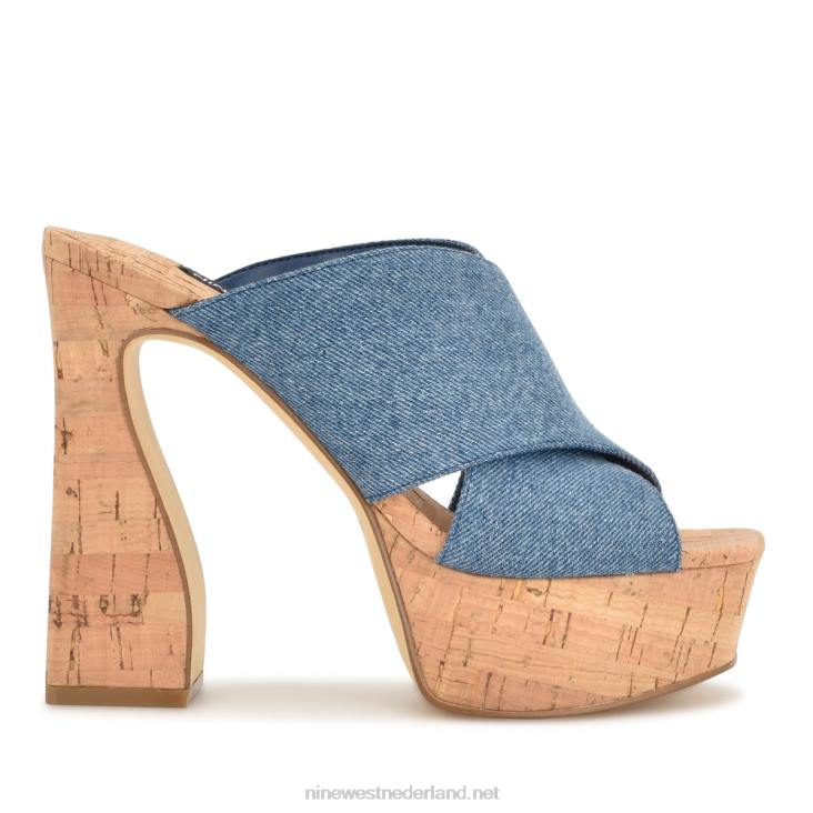 girlz plateau sandalen Nine West 62LB178 blauw spijkerstof