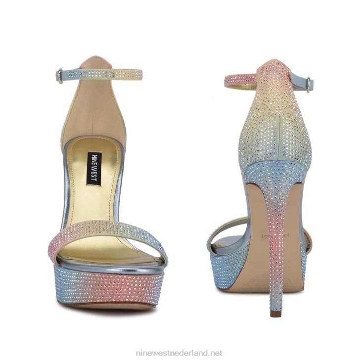 goout platform sandalen Nine West 62LB2001 regenboog meerkleurig suède