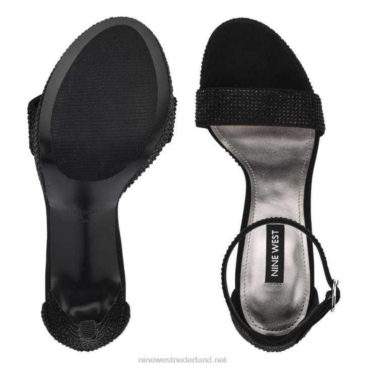 goout platform sandalen Nine West 62LB2002 zwart glinsterend suède