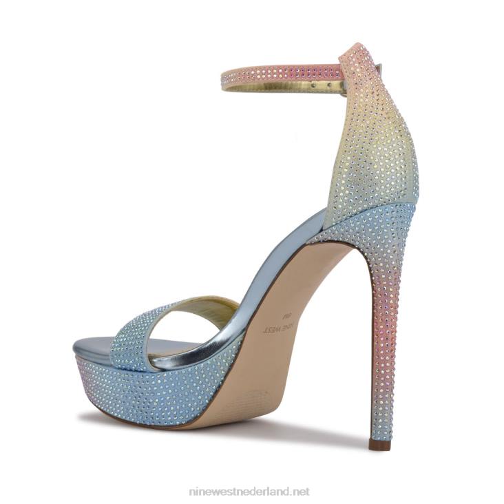 goout platform sandalen Nine West 62LB589 regenboog meerkleurig suède