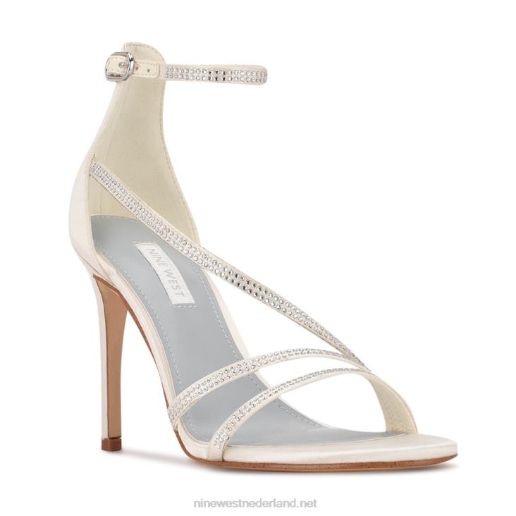 irelynn sandalen met enkelbandje en hak Nine West 62LB464 wit satijn