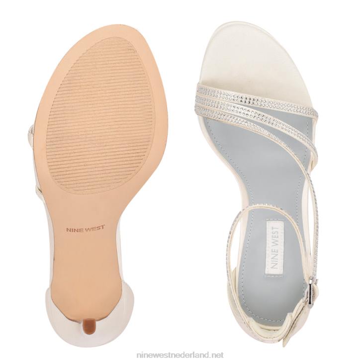 irelynn sandalen met enkelbandje en hak Nine West 62LB464 wit satijn