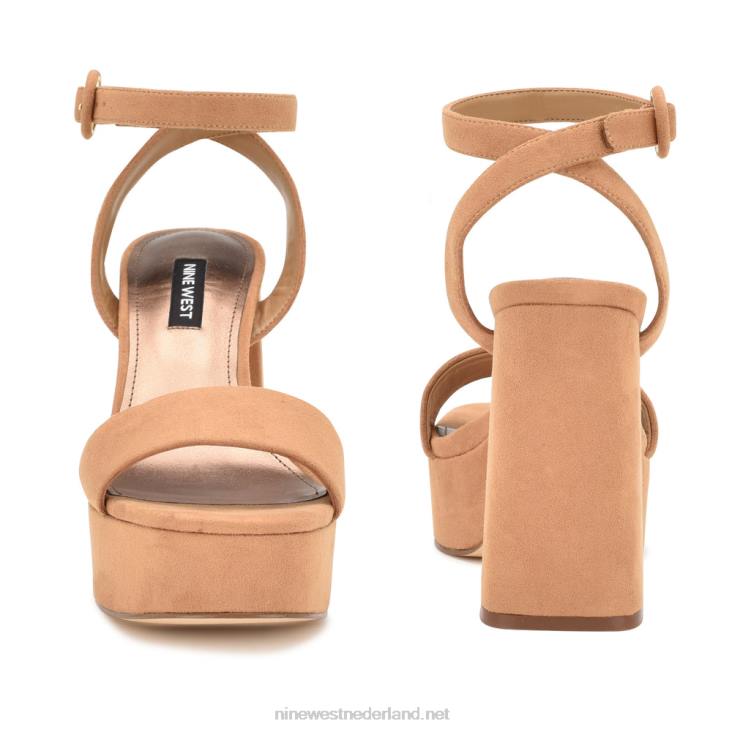 jans platform sandalen Nine West 62LB1762 cognac suède