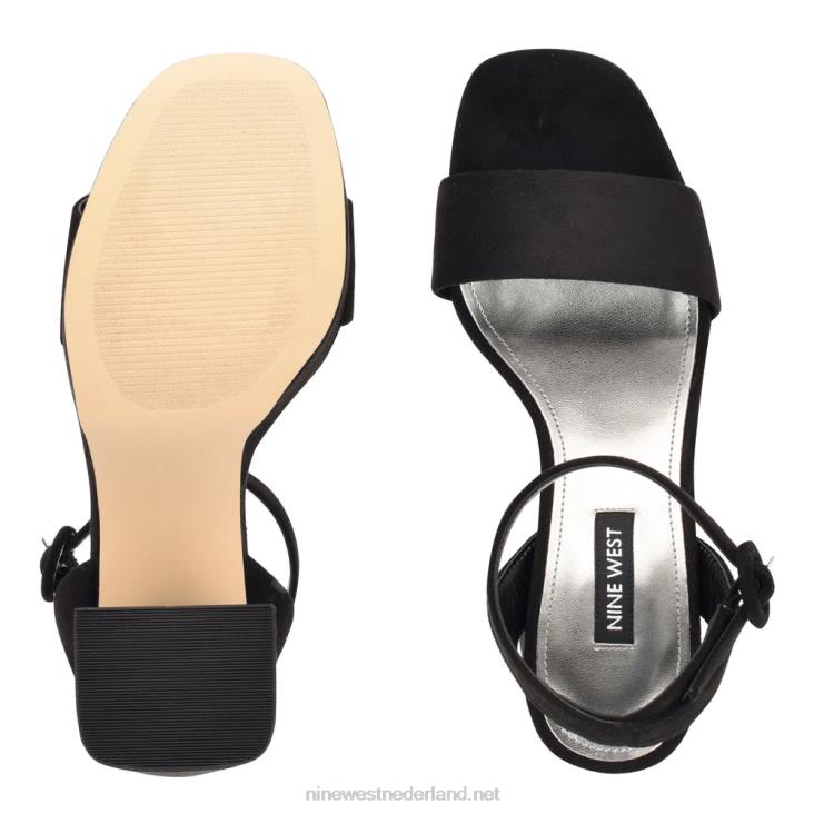 jans platform sandalen Nine West 62LB340 zwart suède